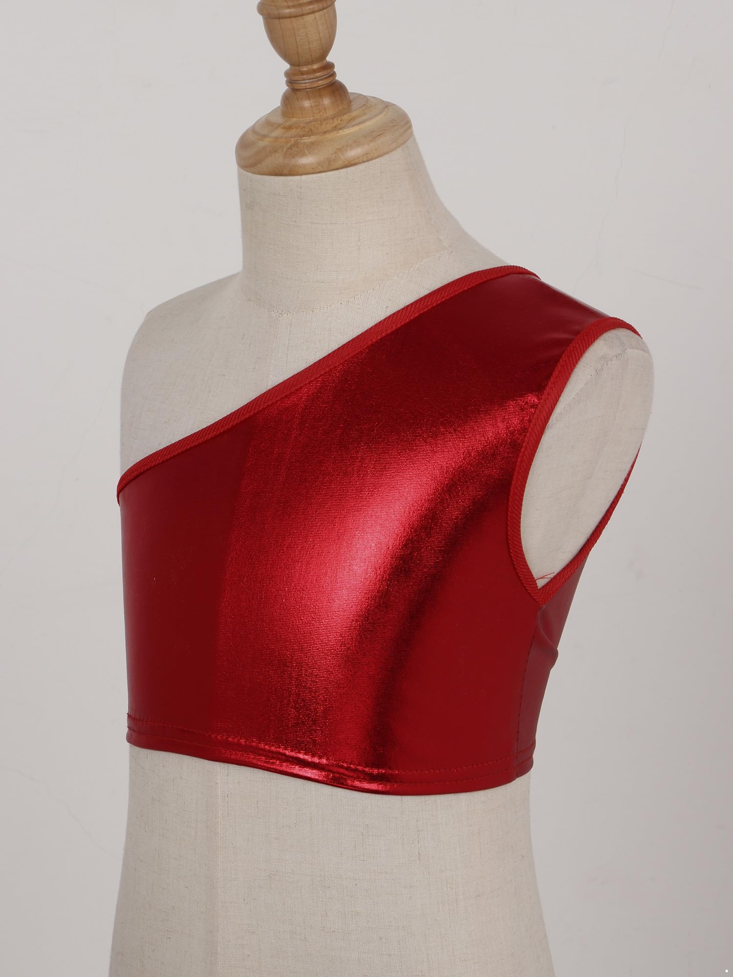IEFIEL Crop Top Danza de un Hombro para Niña Top Lentejuelas de Baile Moderno Jazz Top de Gimnasia Rítmica Animadora Ropa de Deportiva Fitness 3-16 Años