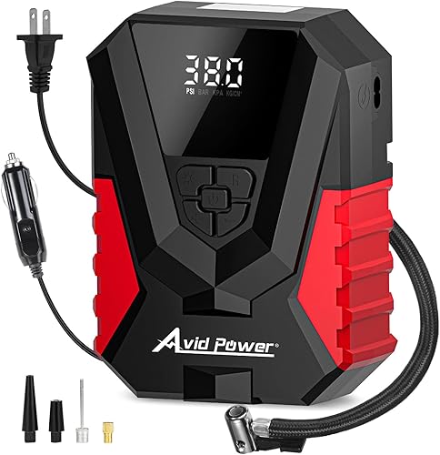 AVID POWER Inflador de neumáticos, compresor de aire portátil ACDC, inflador automático de neumáticos con medidor, compresor de aire pequeño de 12