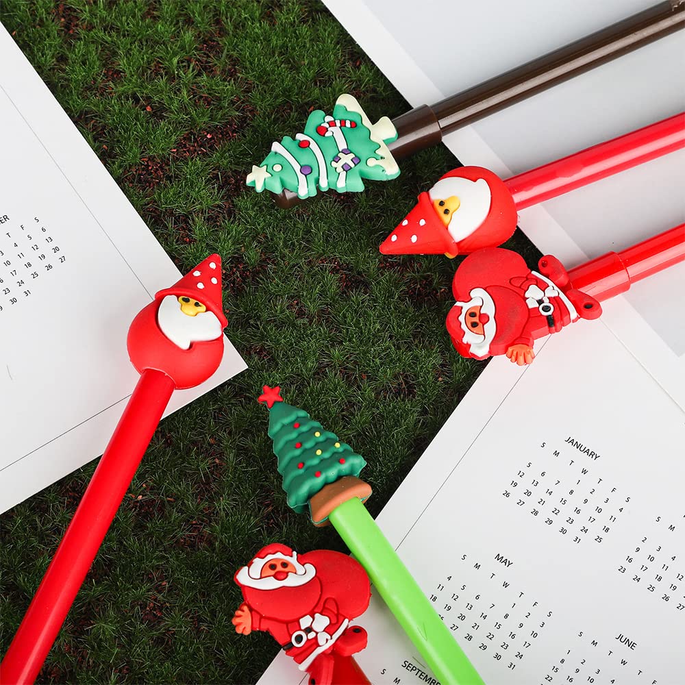 120 Pcs Christmas Gel Ink Pen Bulk, 24 Style Novelty Christmas Series Rollerball Pens Black Gel Ink Xmas Tree Snowman Reindeer Santa Claus Shape Pen For School Kids Student Christmas Party Supplies - View #12