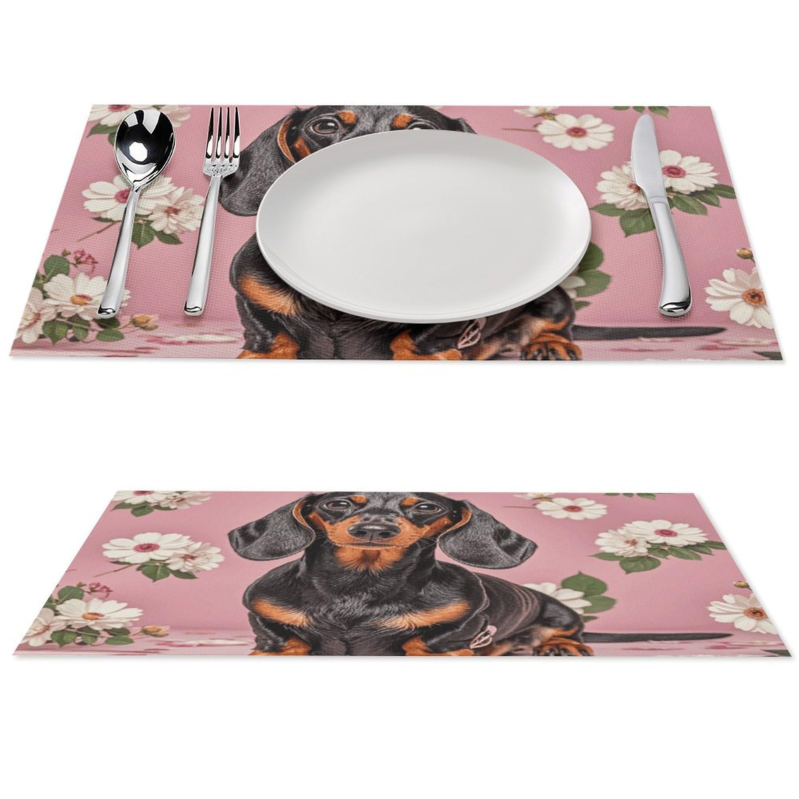 Set de table teckel résistant chaleur antidérapant PVC intérieur extérieur lot 6