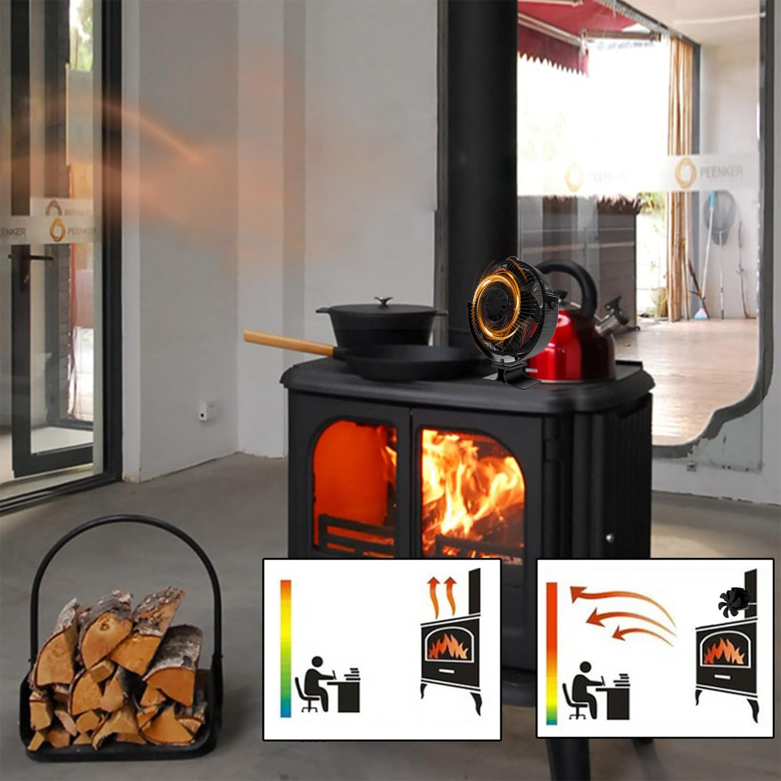 Ventilatore Per Stufa A Legna Silenzioso Termoelettrico Senza Batterie | Ventilatore Rotativo Non Elettrico Per E Stufa A Legna Articoli per la Casa Efficienti e Risparmio Energetico