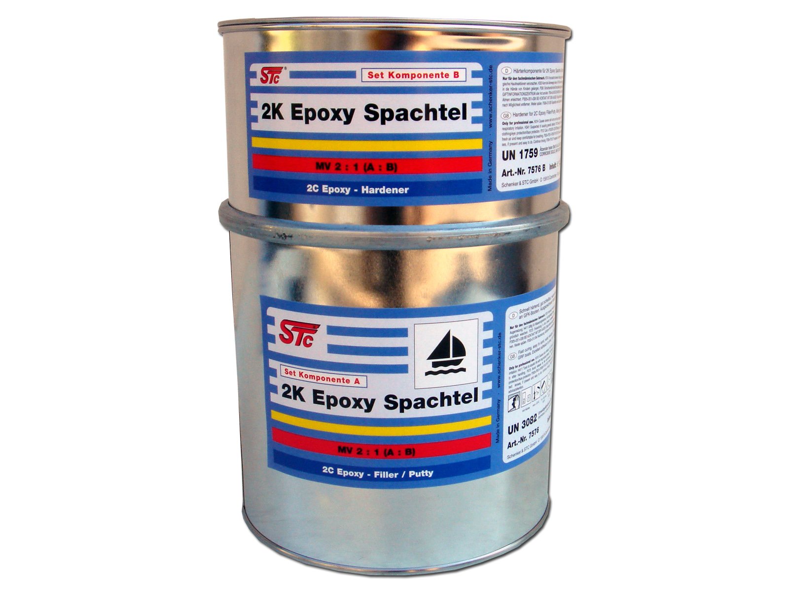 STC 2K Epoxidharz Spachtel Set 4,5 kg inkl. Härter – 2K Epoxy Spachtelmasse für GFK, Boot, Karosserie und Metall – wasserbeständig, gut schleifbar – Made in Germany