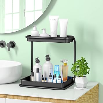 2 Tier Spice Rack, Counter Organizer, Small Storage Rack for Kitchen, Bedroom, Office