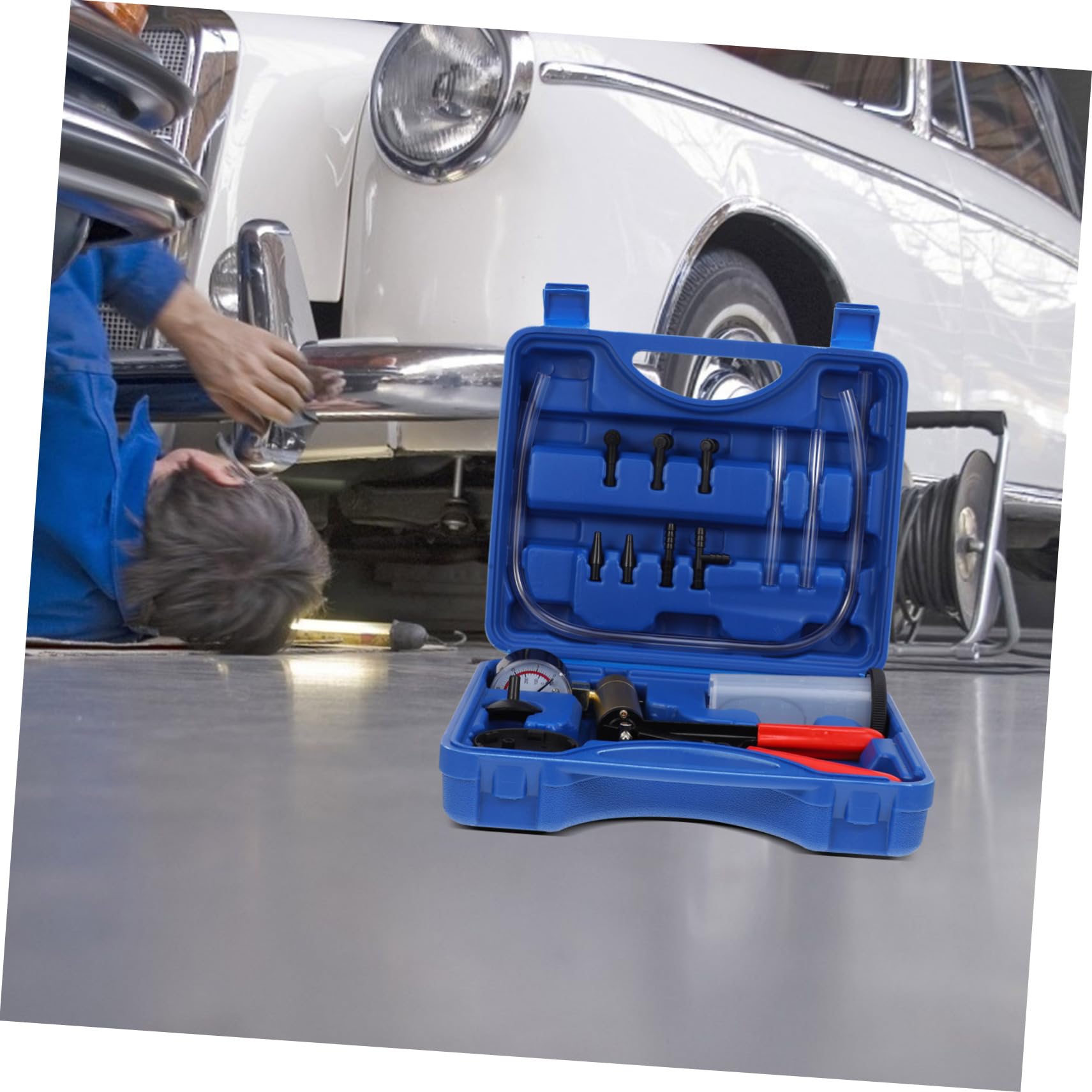 ABOOFAN Bomba de Vacío Manual Purgador de Frenos Bomba de Vacío Depósito de Líquido Comprobador de Líquido de Frenos Taller Automotriz