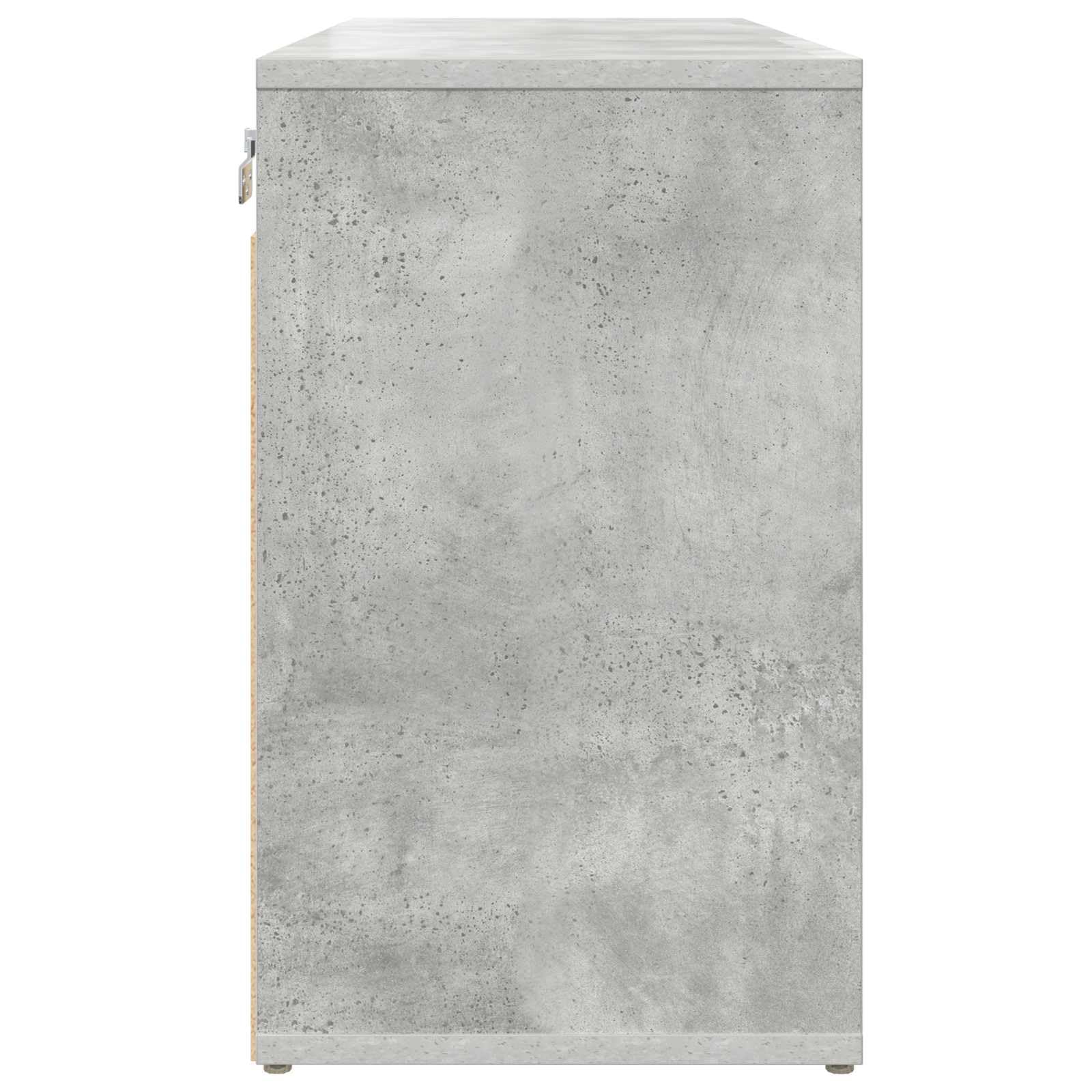 Szafka na buty, betonowa, szara, z materiału drewnopochodnego, 77,5 x 30 x 51 cm, z przegródkami i drzwiami, do korytarza, korytarza, mieszkania, zajmuje mało miejsca, organizer na buty, buty
