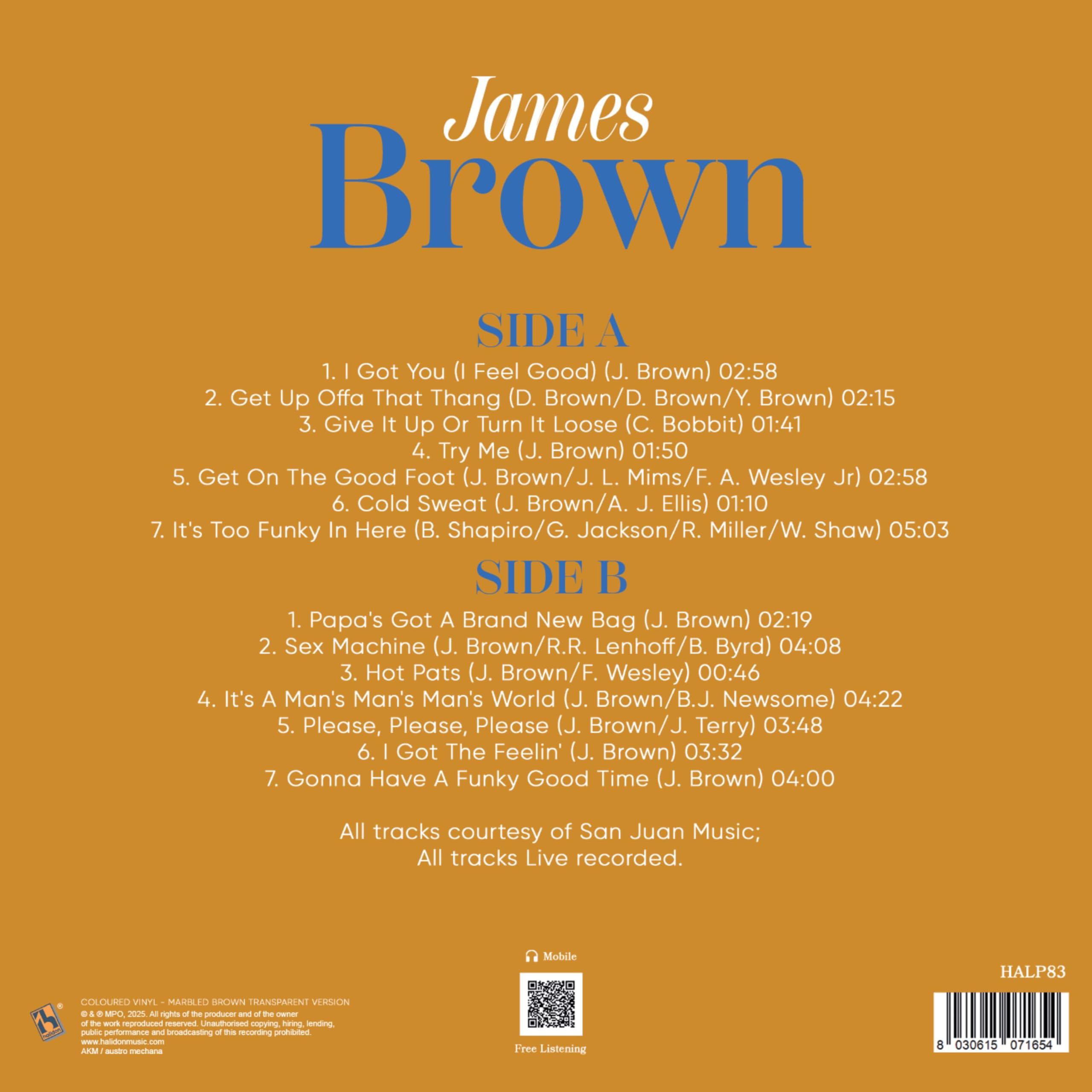 James Brown de Color, Edición Limitada, Música Soul y Funk Actuación en vivo