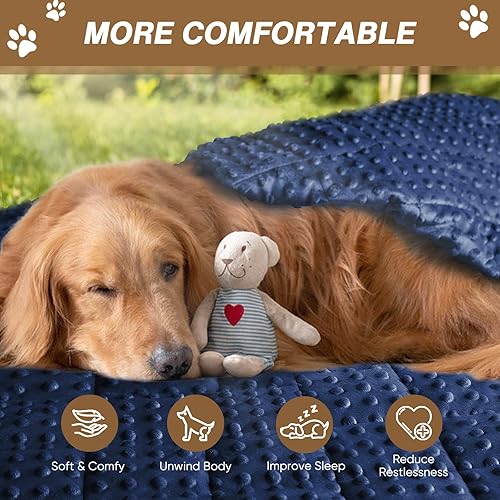 Miniatura 3 de yescool Manta con peso para perros, manta de trueno de 7 libras para perros, manta grande de 40 x 60 pulgadas para cachorros de 65 a 100 libras,