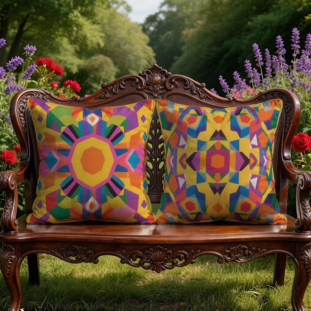 Funda de Almohada 70 x 70 Juego de 2 Cojines Sofa Amarillo, Funda Cojín 70x70 cm Cojines Cama Bohemia Decorative Pillows Lino Impresión HD a Doble Cara para Decoracion Hogar, Regalos Mujeres 6-YH8801