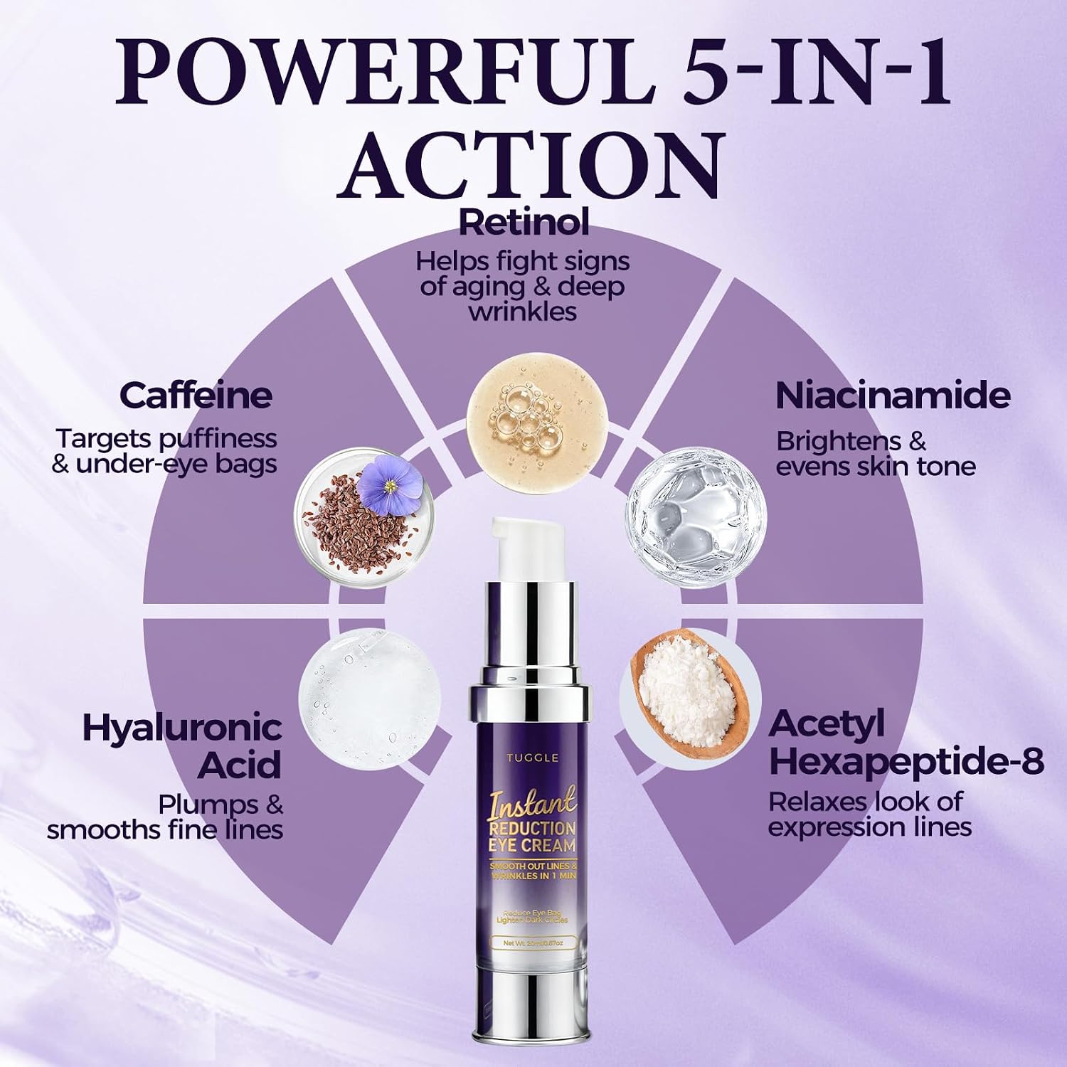 Instant Eye & Face Lift Cream, Rapid Tightener and Wrinkle Filler, 0.70 oz