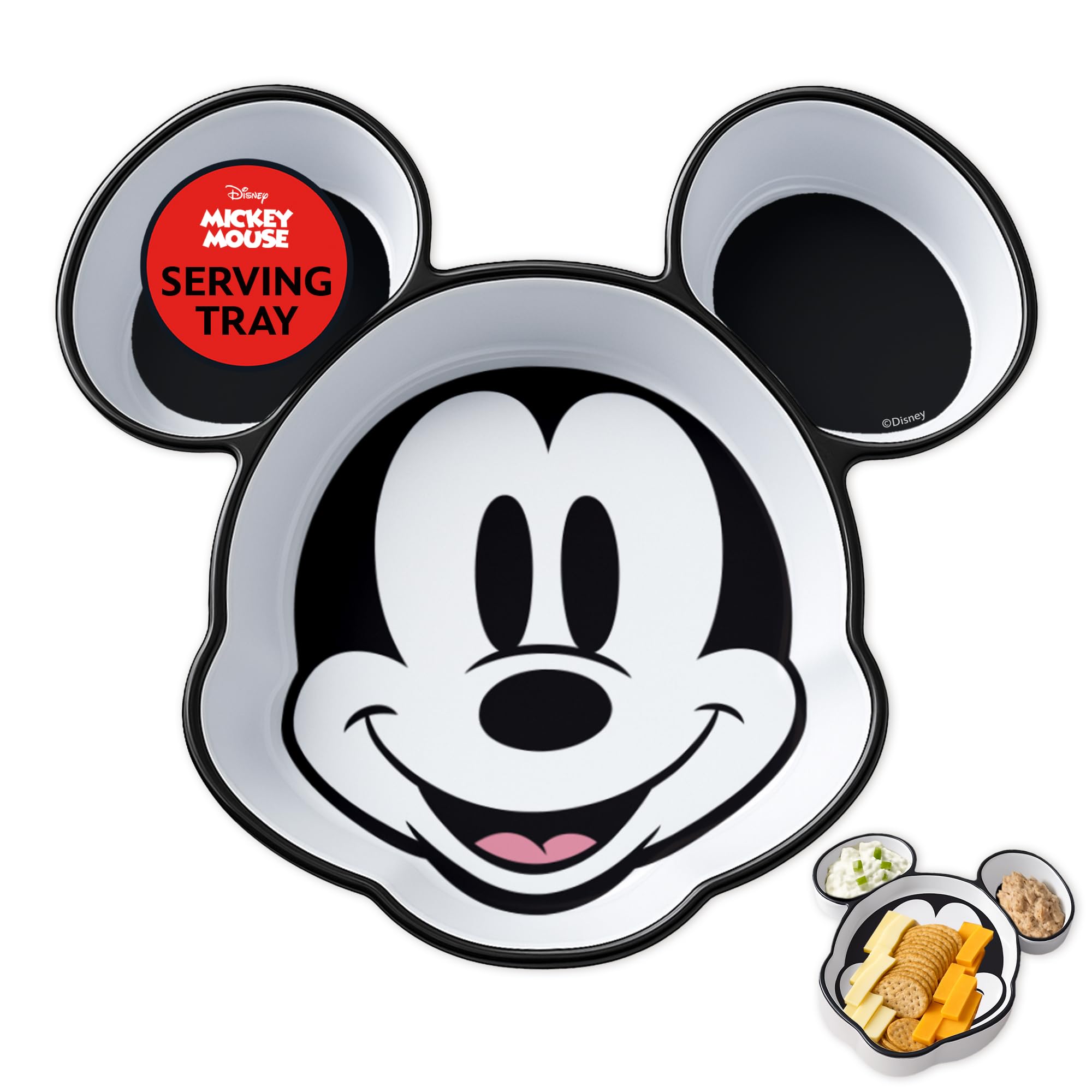 Photo 1 of Disney Mickey Plastic Serving Tray for Party, 3-Compartment, BPA-Free