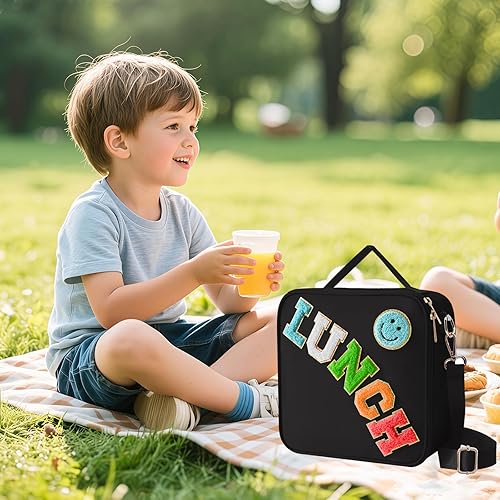 Miniatura 3 de Bolsa de almuerzo aislada con correa ajustable para el hombro, lonchera grande de nylon con aislamiento, bolsa de almuerzo reutilizable con asa de