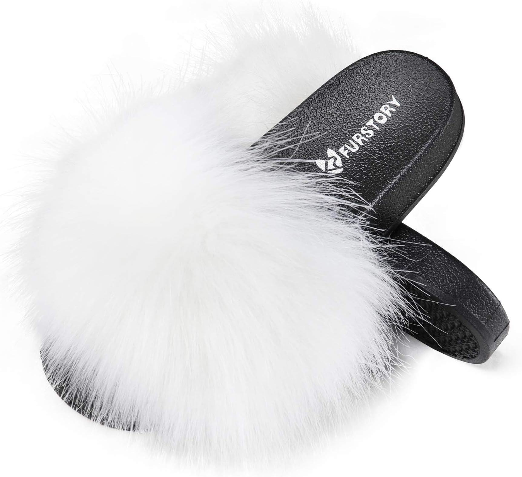 Women's Furry Slides Faux Fur Slides Fuzzy Slippers Fluffy Sandals Outdoor Indoor