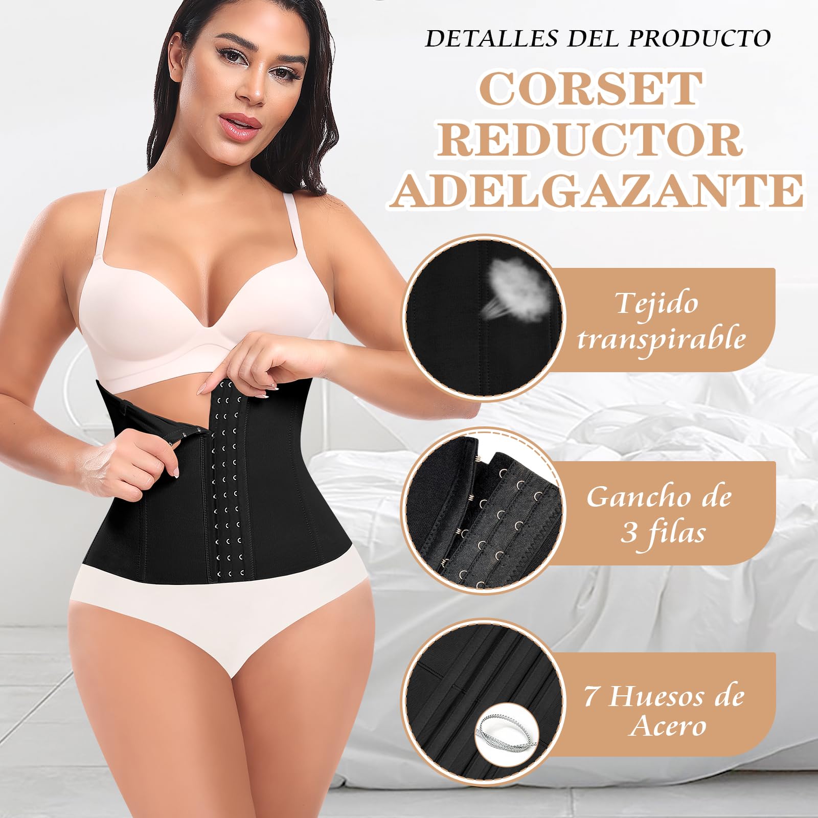 YARRCO Fajas Reductoras Mujer Abdomen Moldeadora Corset Reductor Adelgazante Waist Trainer Bustier Top Cintura Faja Postparto Cinturón Faja Colombiana Corsé Shapewear Ajustables