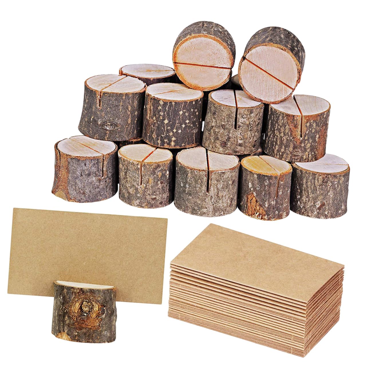 Generic 10Sets Creative Wooden Bark Memo Holders Stump Shaped Wood Clips for Table Decor for Weddings Parties and Home Decoration Rustic Memo Stands for Notes Photos