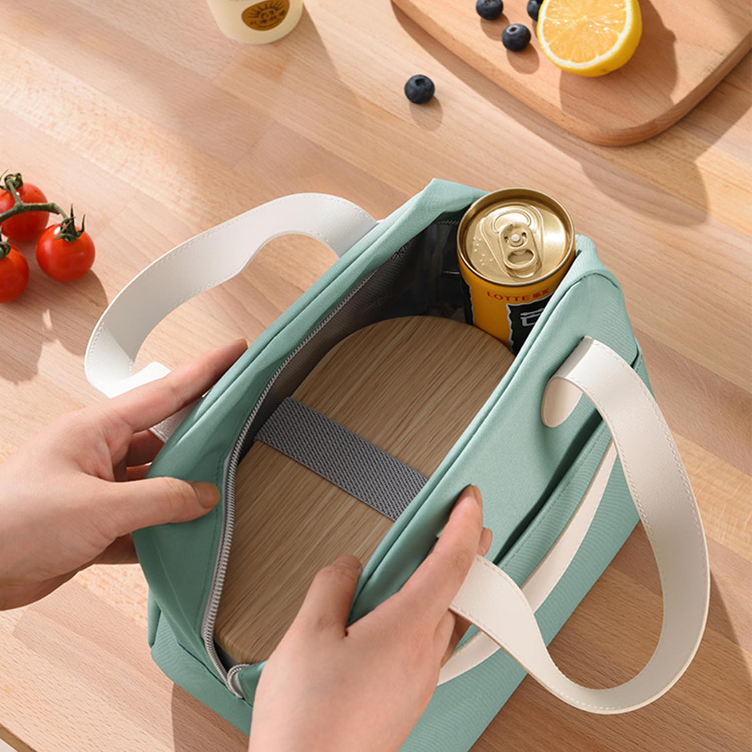 Izolowana torba na lunch zestaw 2 sztuk, 7,5 l, termiczna torba chłodząca z kieszenią zewnętrzną do pracy, podróży, biura i pikniku, przenośne przechowywanie ciepłej/zimnej żywności w podróży