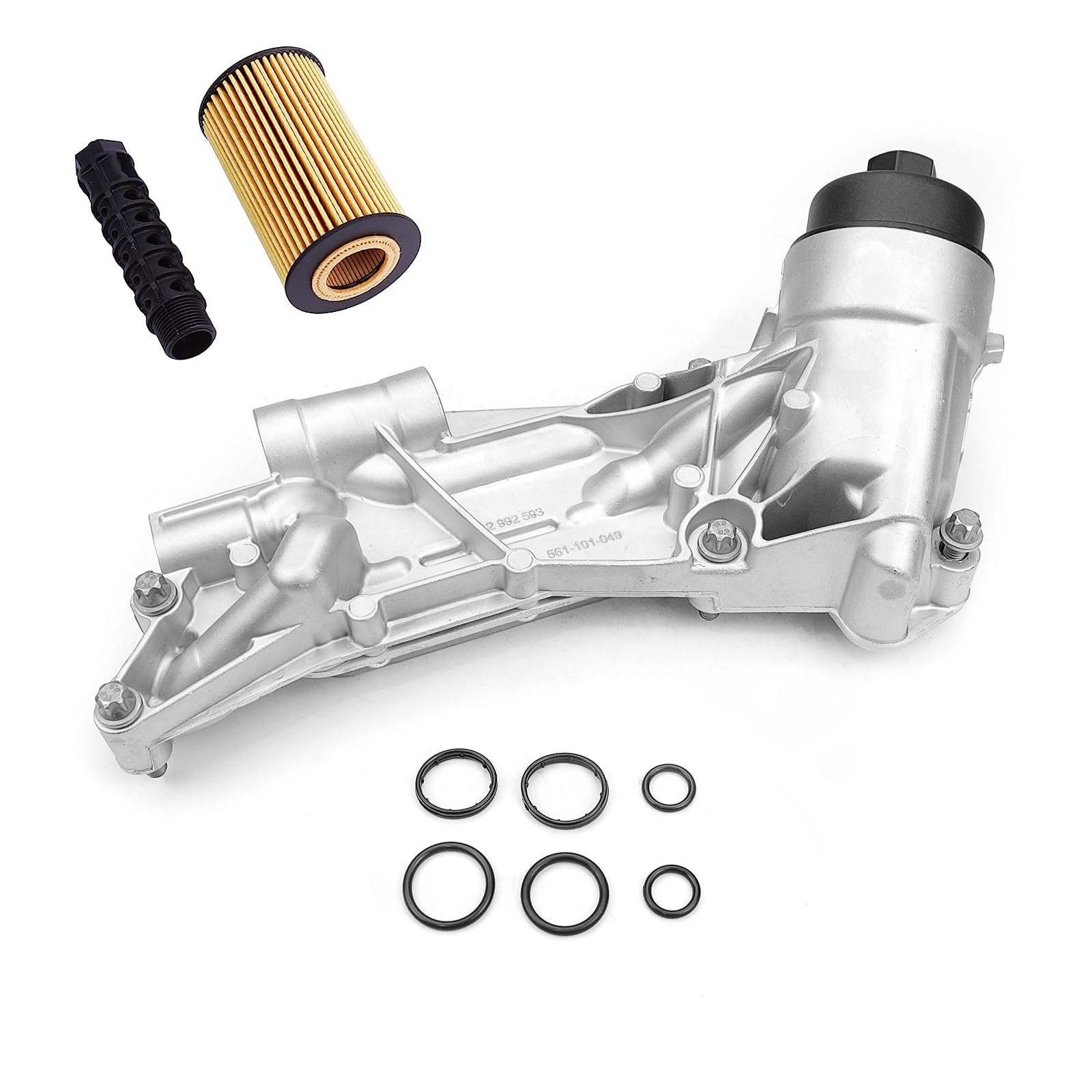 Engine Oil Cooler Filter Housing Assembly Adapter with Gasket, Insert, Cap For 2008-2019 Chevy Cruze Sonic Malibu Aveo/Buick Cascada, Pontiac G3/Saturn Astra 1.6L 1.8L Replace 25199751 918-432