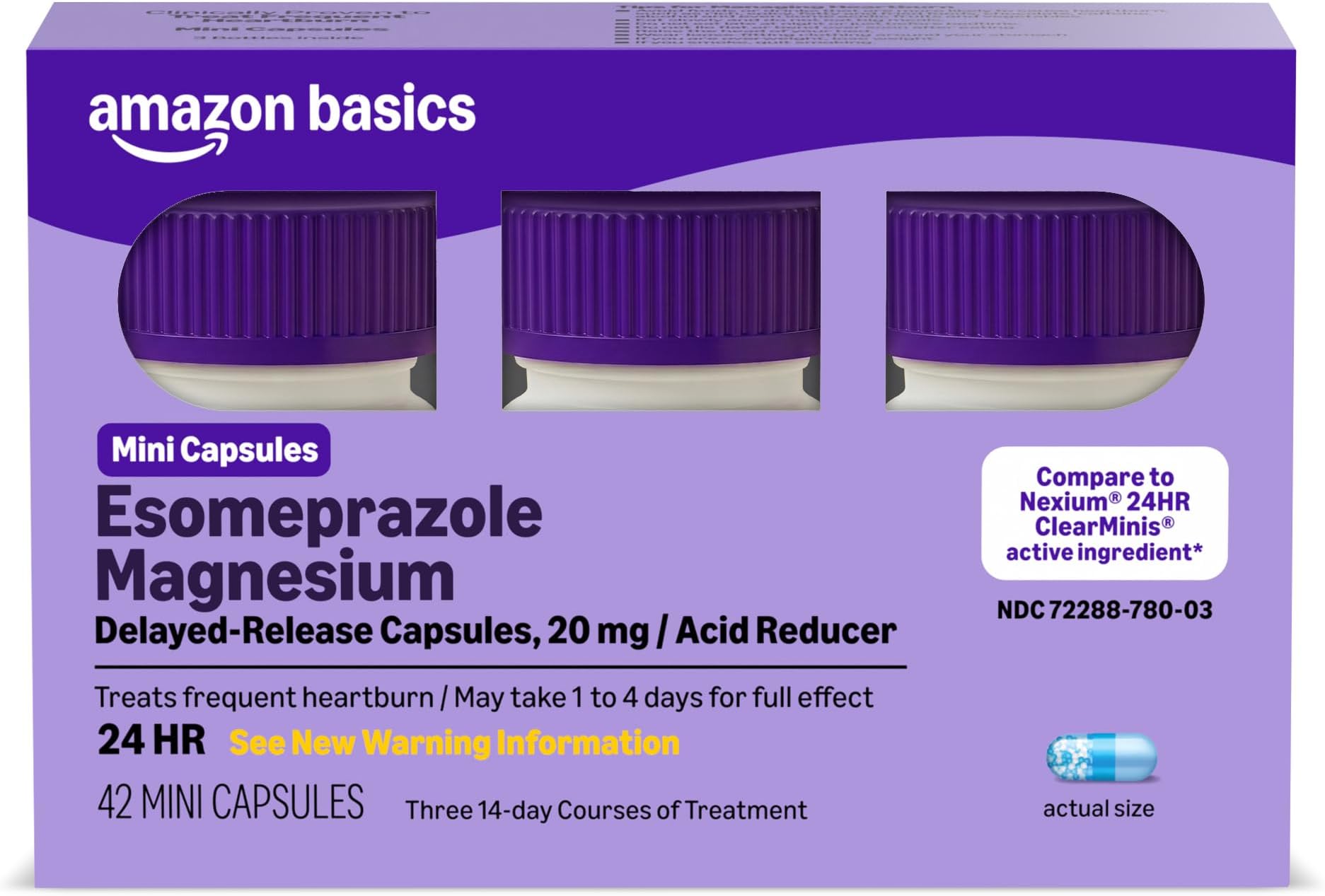 Esomeprazole Magnesium Delayed-Release Mini Capsules, 20 mg, Acid Reducer, 24 Hour Heartburn Medicine, 42 Count (Previously Care)