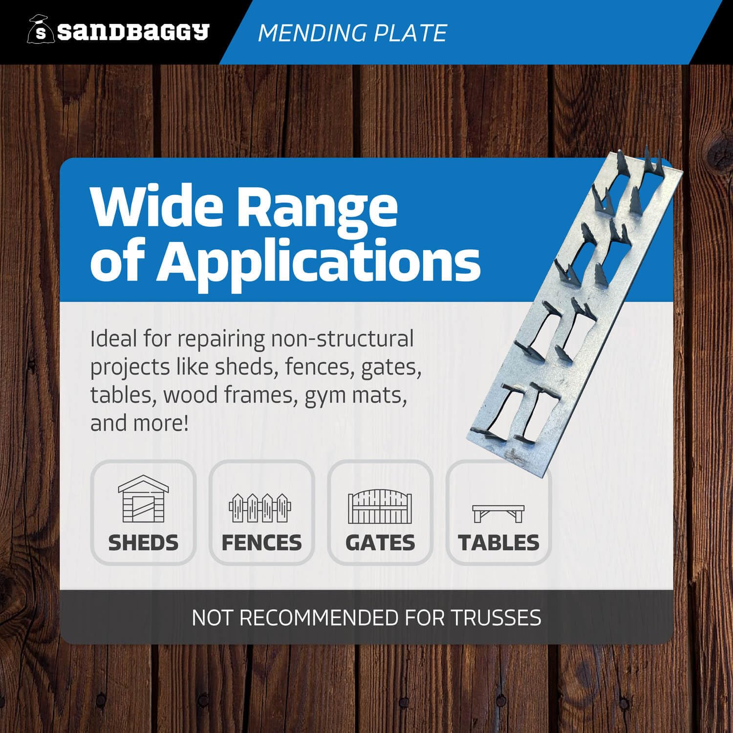 Amazon.com: Sandbaggy Steel Mending Plate for Wood (Hot Dipped