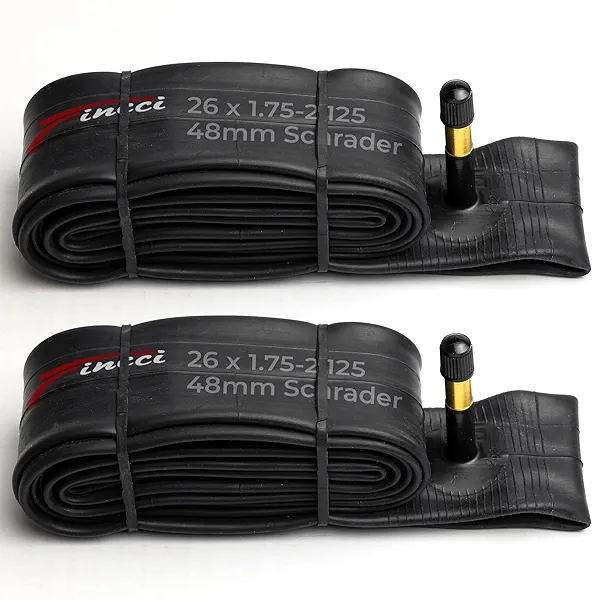 Fincci Pair 26 Inch Bike Tube with Schrader Valve – Durable Bike Tire Tubes 26x1.75/1.95/2.0/2.1/2.125 – Value Pack, Reliable Air Retention and Easy to Install 2x Tubes for MTB, Road and Cruiser Bikes
