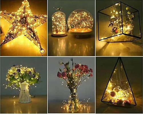 Miniatura 4 de Paquete de 12 tiras de luces LED estrelladas, 20 luces LED micro estrelladas en cable de cobre plateado de 7 pies. Alimentado por 2 CR2032