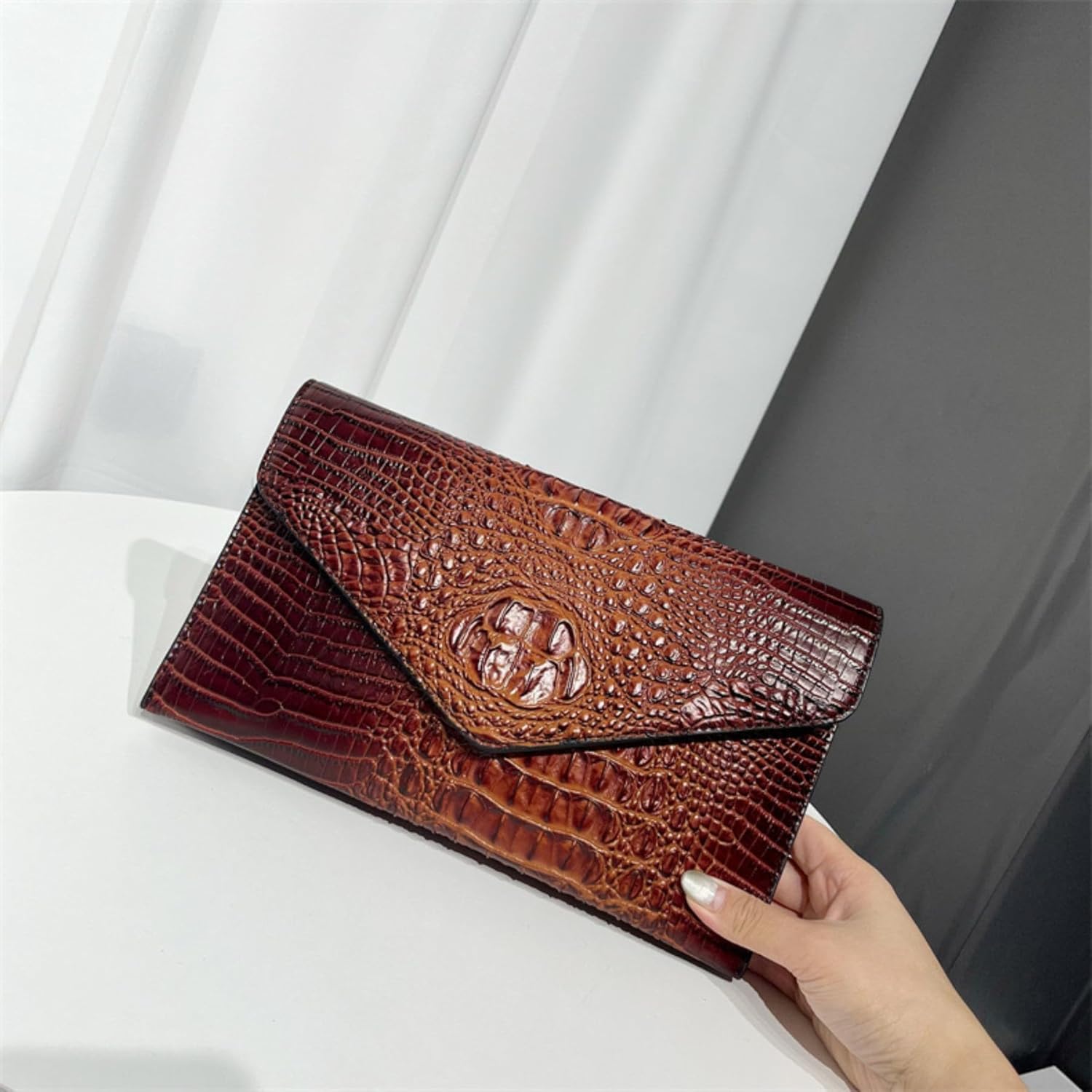 IAMUHI Women Vegan Leather Crocodile Evening Clutch Handbag Envelope Alligator Crossbody Bag Shoulder Purse Wallet - Image 3