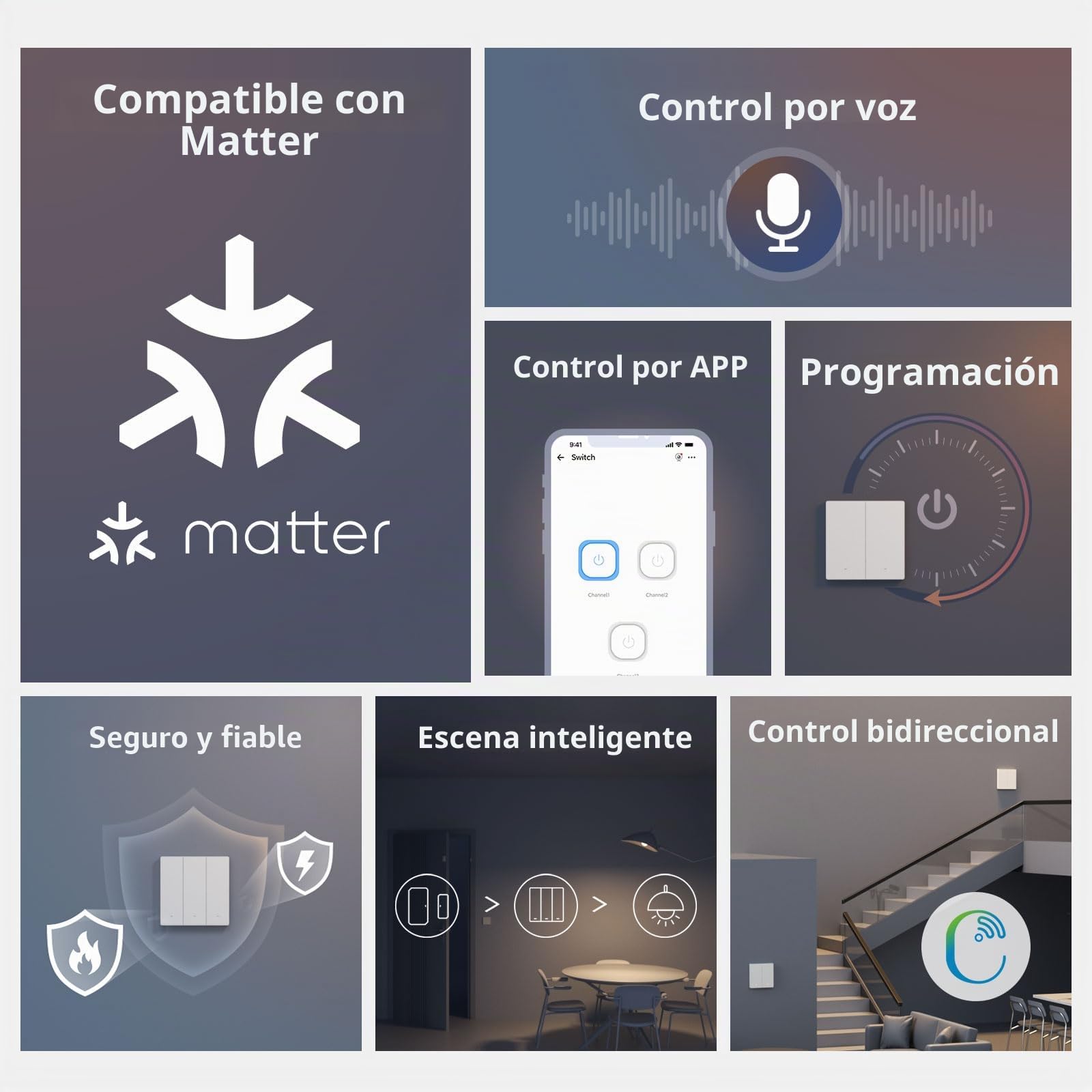 SONOFF M5-2C-80W (Matter) Interruptor de luz Inteligente, Interruptor de Pared Wi-Fi Alexa, Interruptores de luz eléctrica, 2 Canal, Compatible con Alexa and Google Home [Cable neutro requerido]