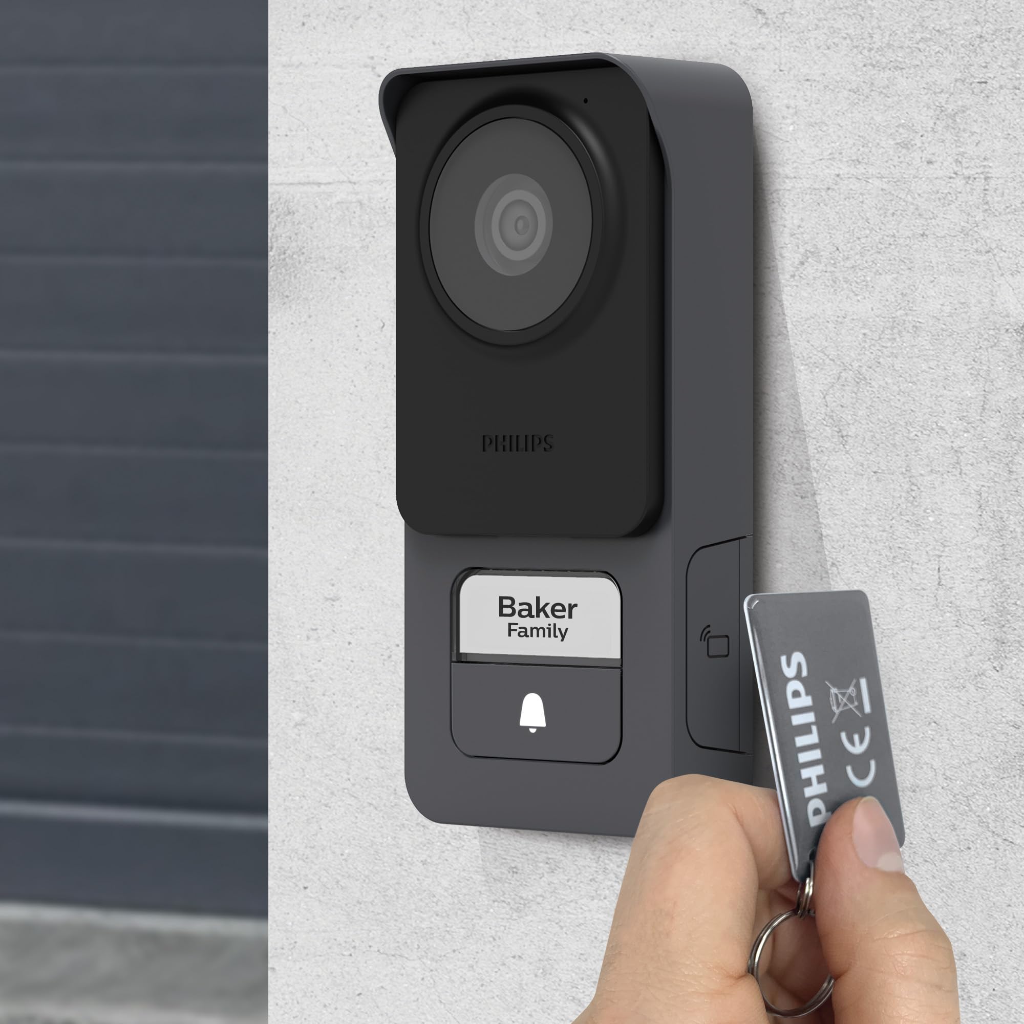 Philips Videoportero 2 Hilos, Pantalla Táctil, Interfono, Cámara y RFID | Hasta 120 m, cámara 2 MP de 110°, visión nocturna, 2 tarjetas incluidas, Door Check y control de portillo y portón; IP55.