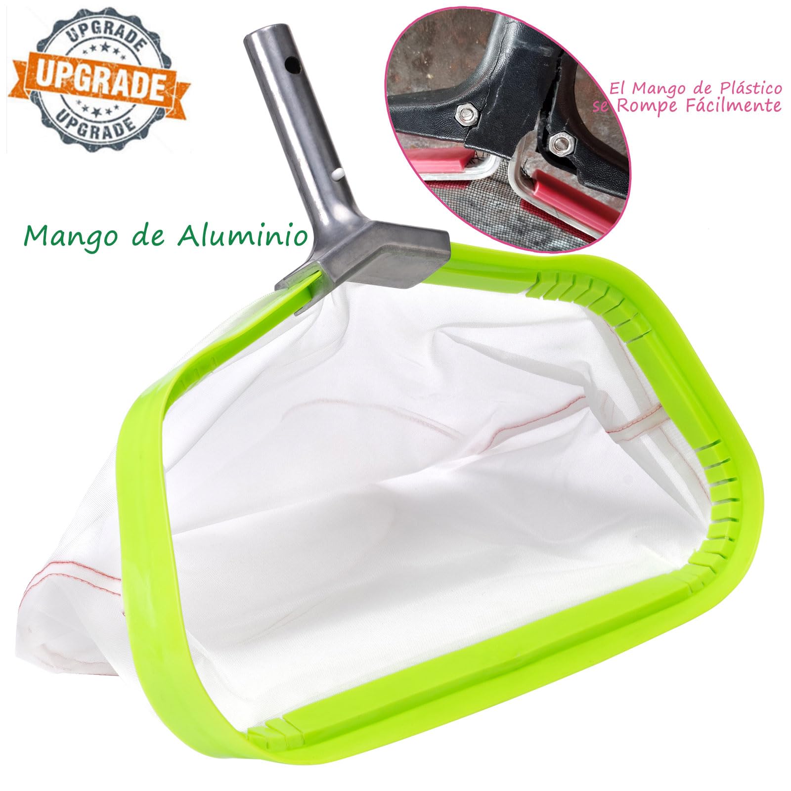 Malla Ultra Fina Red para Piscina, Carga Pesado RecogeHojas de Piscina con Marco de Aluminio, Cesta de Nailon Resistente al Desgarro para Recoger Lodo, Pool Rake Skimmer Net