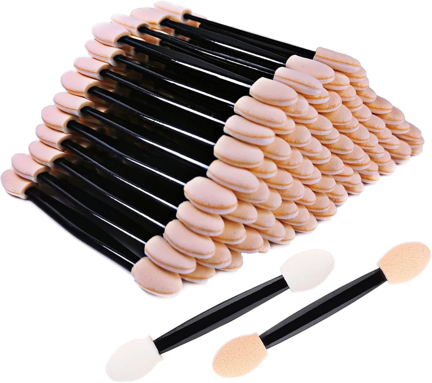 Eyeshadow Applicators, 10 pcs Disposable Double Sided Oval Eyeshadow Brush Sponge Applicator Disposable Sponge Brush Eye Makeup