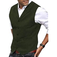 SOMTHRON Men's Formal Suit Vest Tweed Retro V Neck Regular Fit Wool Blend Herringbone Waistcoat for Prom Groomsmen