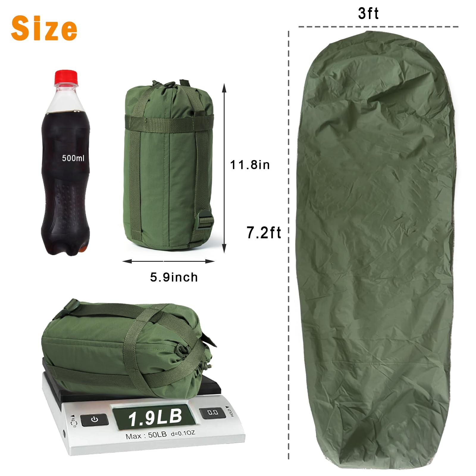 shelter schlafsack AKMAX Militär Biwy Cover Sack Wasserdicht Shell OD The aluminum carpenter Farbe:E-Bike/Adult Connect Kit - Green Best campsites in Malmo