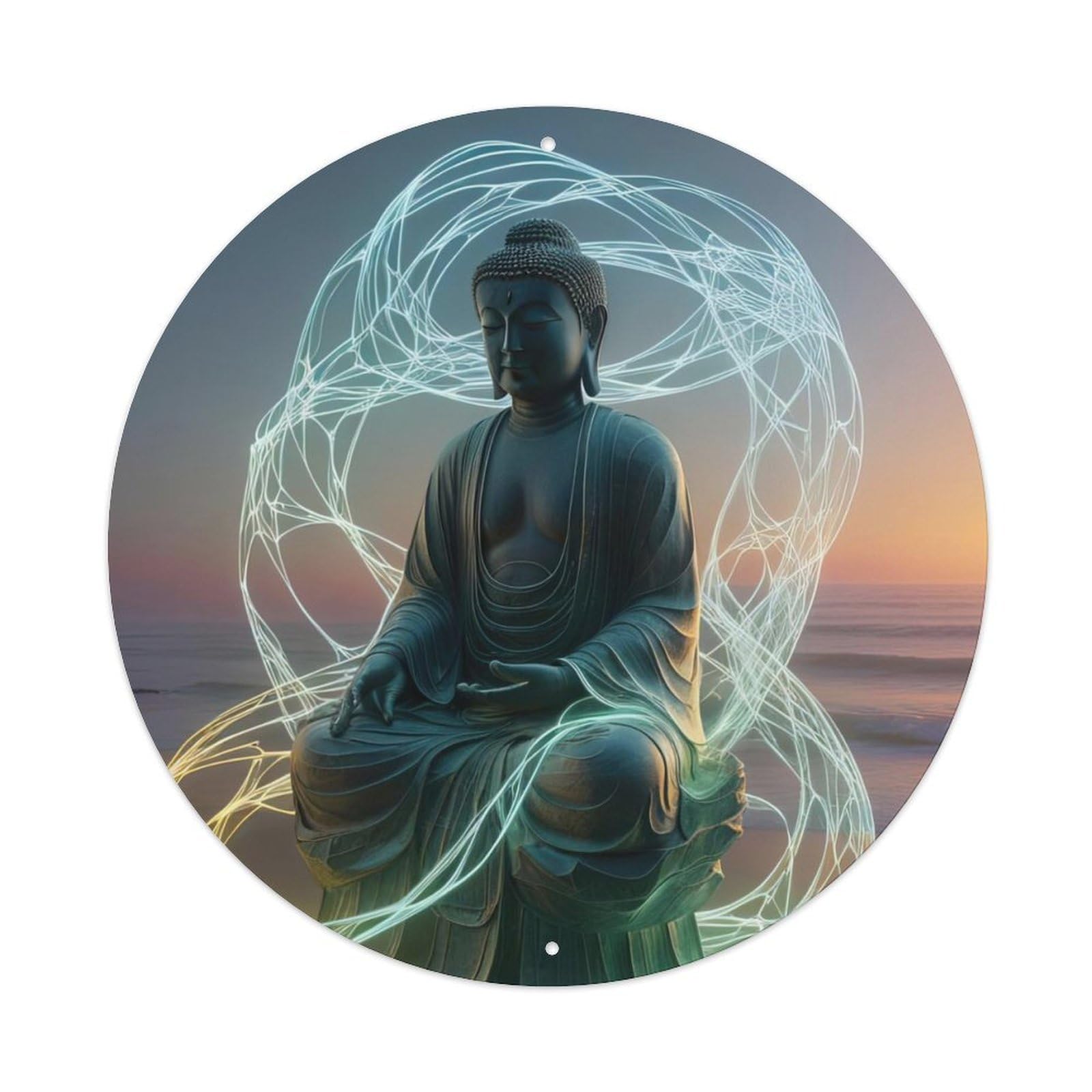 Buddhism Artwork Buddha Statue on The Beach Metal Tin Sign