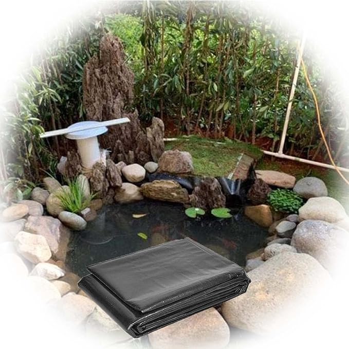 Image HDPE Polythene Sheeting Flexible Pre-Cut Pond Liner 0.3mm Pool Membrane Heavy Duty Fish Pond Liner Waterproof Building Membrane Cover for Garden Waterfall Building Construction Aquaculture Image HDPE Polythene Sheeting Flexible Pre-Cut Pond Liner 0.3mm Pool Membrane Heavy Duty Fish Pond Liner Waterproof Building Membrane Cover for Garden Waterfall Building Construction Aquaculture