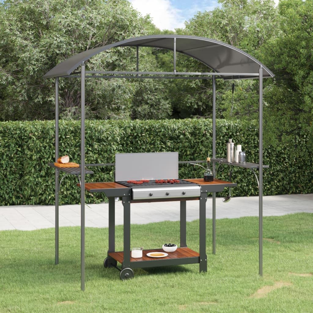 Grillpavillon BBQ Überdachung Stahlrahmen Anthrazit 220x115x230cm
