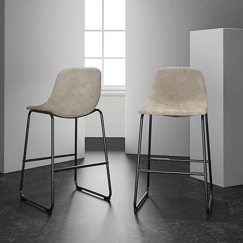 Miniatura 8 de Rfiver 30 Inch Bar Height Stools Set of 2, Modern Leathaire Counter Stools with Back, Armless Bar Chairs with Metal Legs and Footrest for Home
