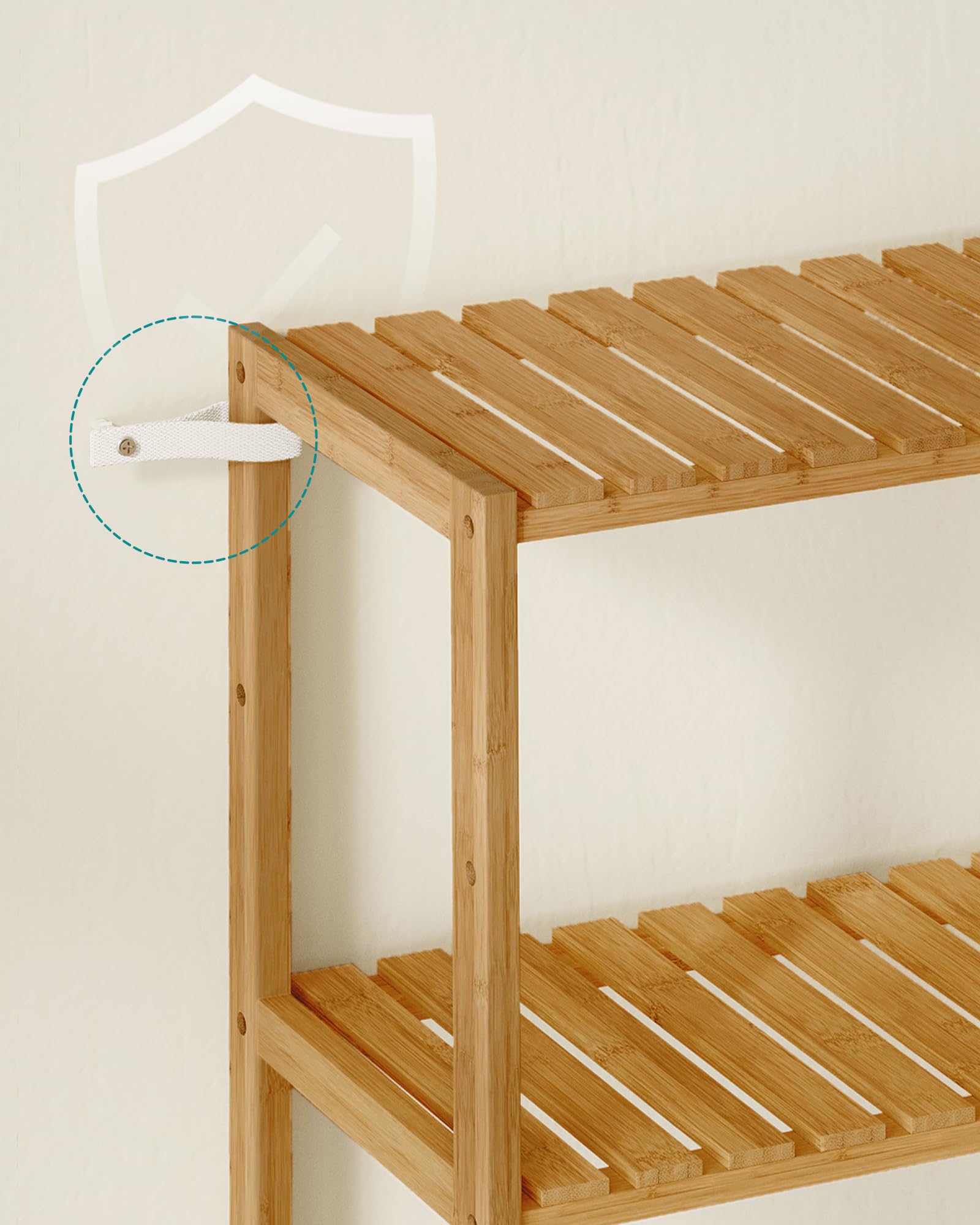 SONGMICS Regał Bambusowy, 6-Poziomowa Półka Łazienkowa, Regulowane Półki, Stojak na Rośliny, Szafka na Buty do Przedpokoju, 60 x 26,2 x 160,9 cm, Lekki Bambus, Kolekcja BAMBOU BCB036Y01