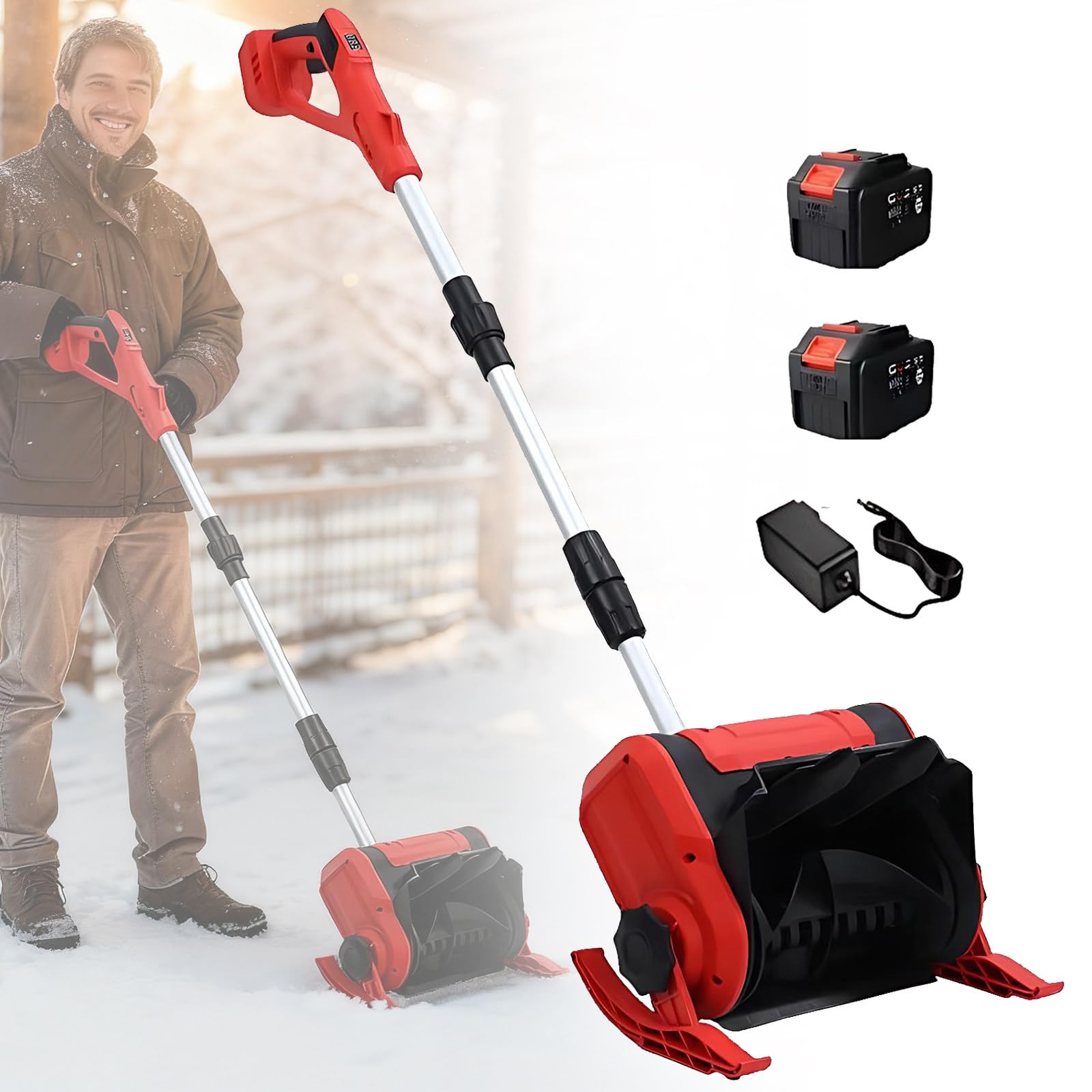 Fresa spazzaneve a Batteria 20 V, Larghezza di Lavoro 32 cm, Altezza Neve Max. 16 cm, Batteria 4000 mAh e Caricabatterie rapido, per la Pulizia del vialetto