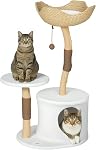 PawHut Arbre à Chats Moderne en Bois Réel, [40"=102CM] Arbre à Chats pour Chats Adultes Grands d'Intérieur, Tour à Chats avec Grattoirs en Sisal, Condo, Perchoir, Coussin Lavable Doux, Blanc