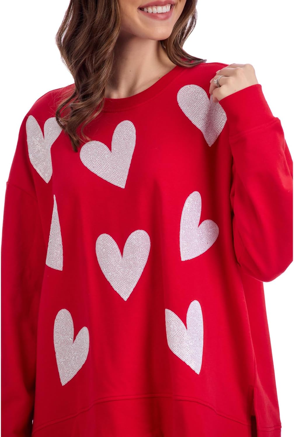 Mud Pie womens Mud Pie Women's Valentine Sparkle Sweatshirt - Image 2