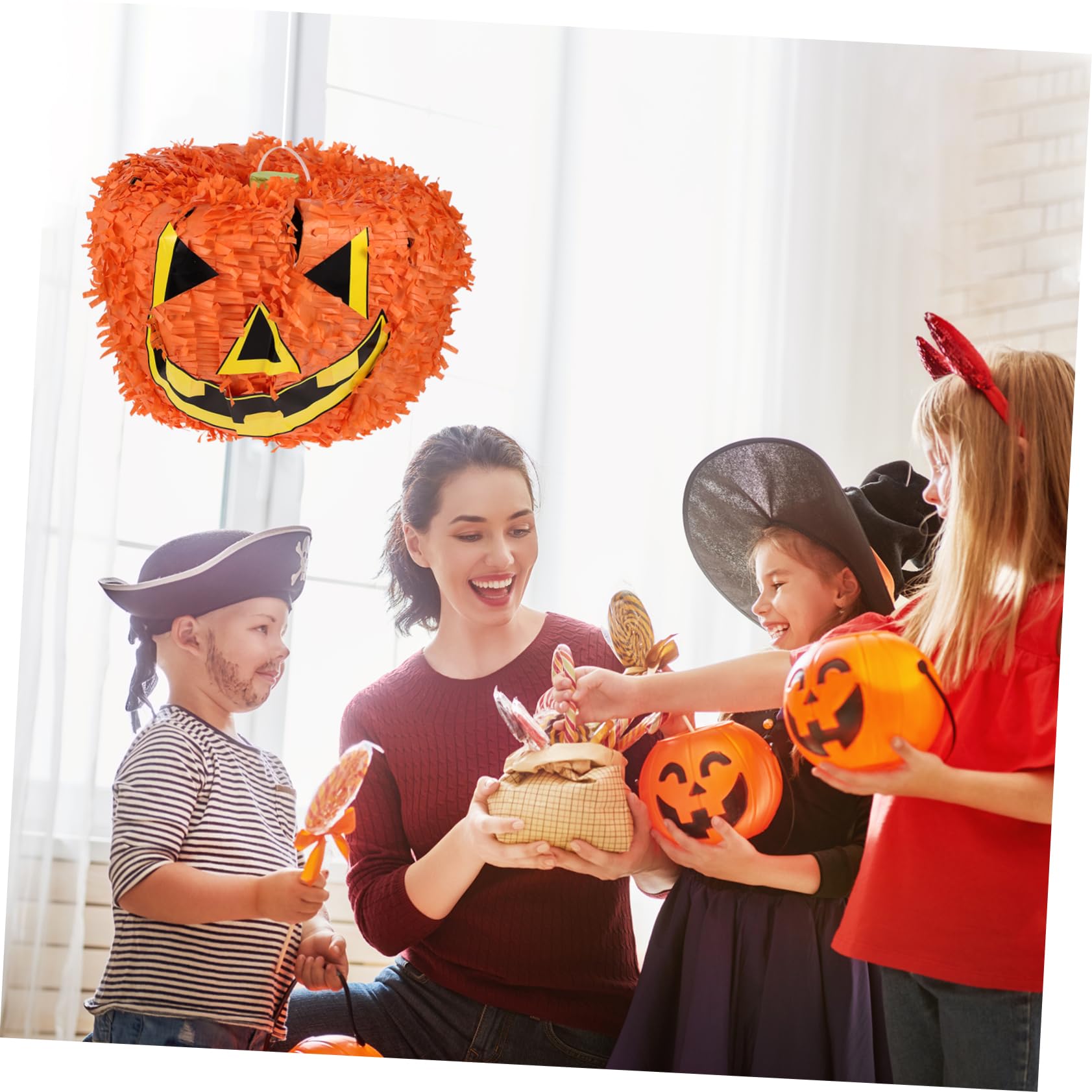 KOMBIUDA Kürbisförmige Piñata aus Papier als Gastgeschenk mit Zuckergefülltem Spielzeug Sicher zum Spielen für Kindergeburtstag und Herbstparty Deko