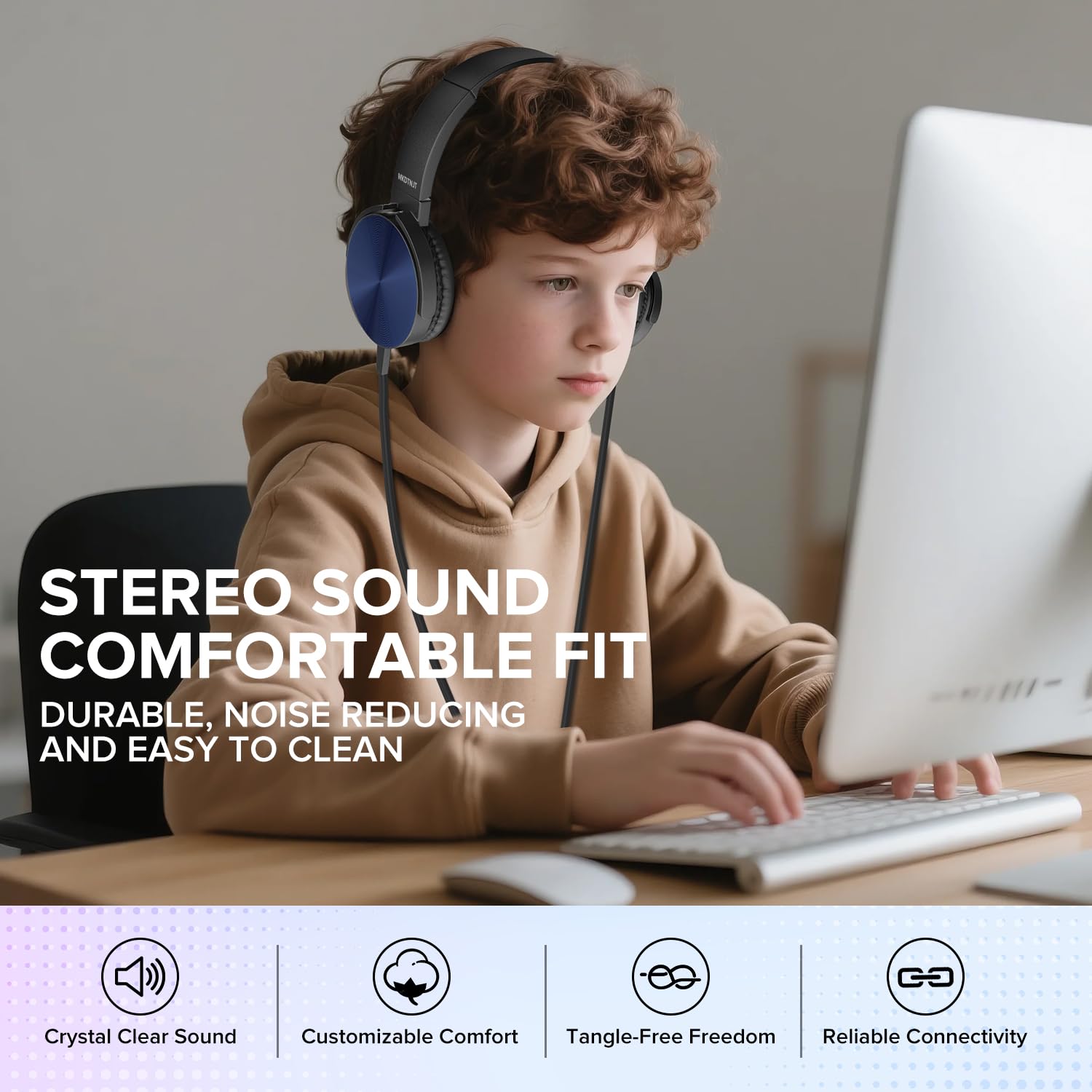 Cuffie per aule scolastiche, confezione da 10 cuffie per bambini e scuole, all'ingrosso, resistenti, set di auricolari per studenti, bambini, ragazzi, ragazze e adulti (HTC004, colorate)