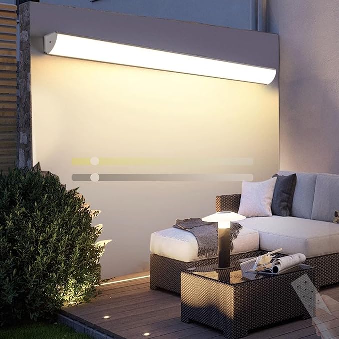 KANBUN KANBUN Dimbare buitenwandlampen met afstandsbediening Acryl Lange strip Garden Licht Moderne LED IP65 Waterdichte SCONES OUDSIDE Montage Lamp Fulling voor patio hal garage