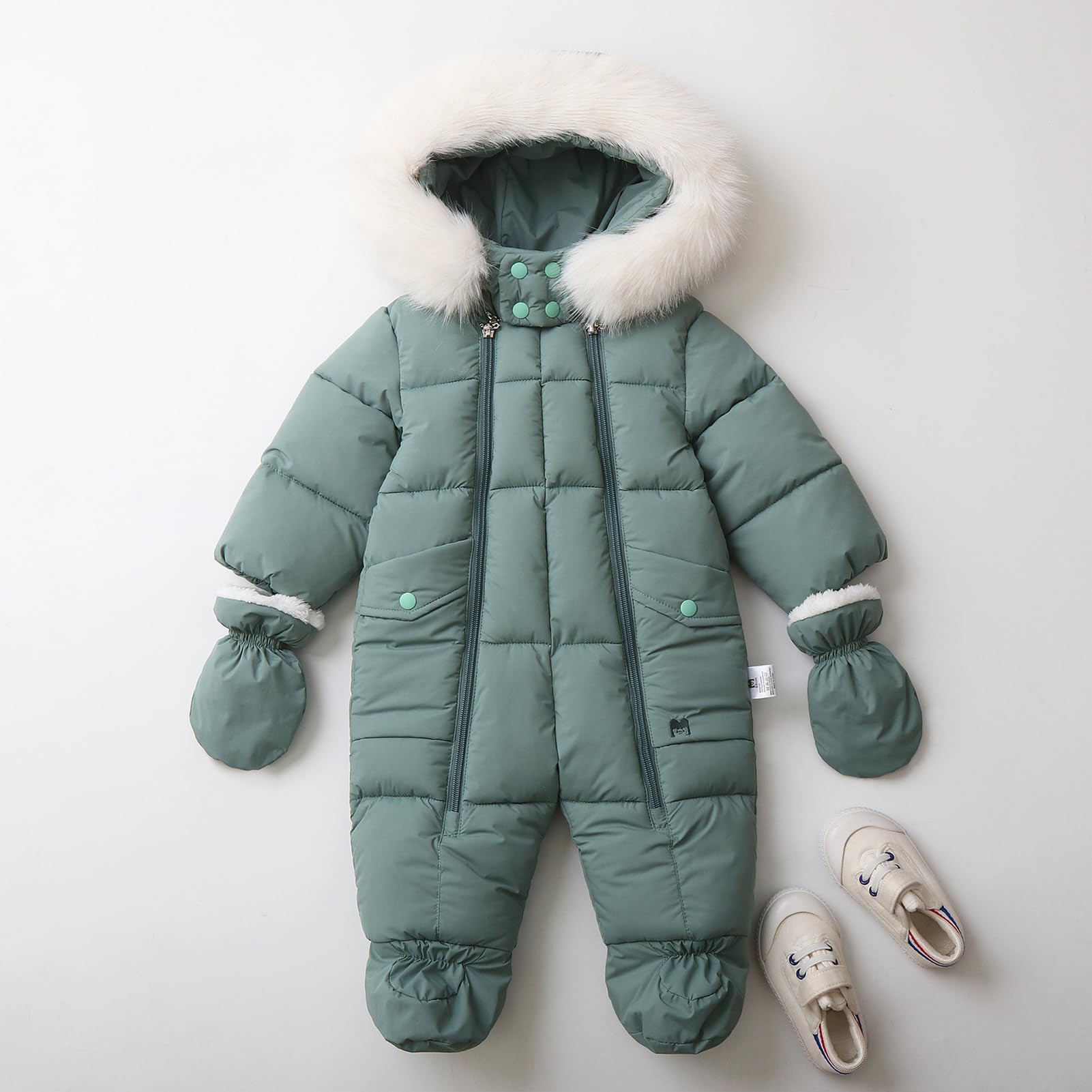 Mono de nieve para bebé con capucha de pelo
