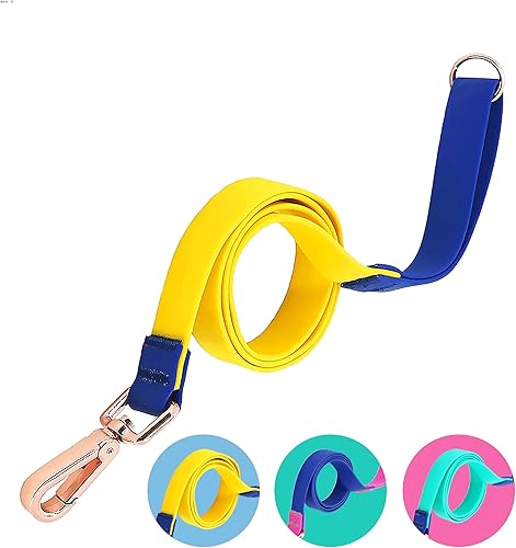 Jelly - Correa impermeable para perro con bloques de color, correa de nailon para perros pequeños, medianos y grandes (amarillo-azul, grande)