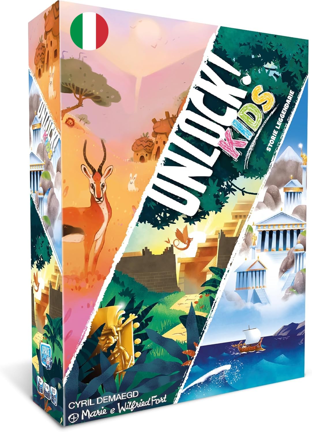 Asmodee - Unlock! Kids - Legendary Stories - Italian Edition Table Escape Room, 6+ Years, 1-4 Players