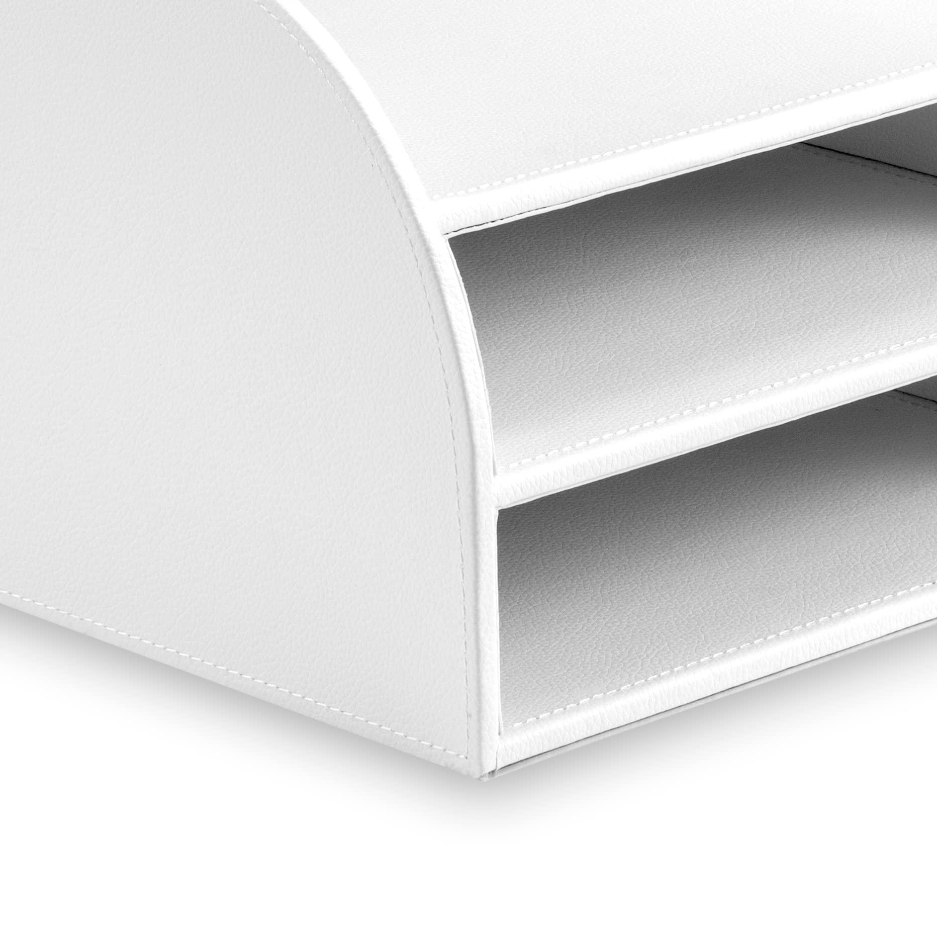 OSCO Corbeille à Courrier à Trois Niveaux En Similicuir Blanc | A4