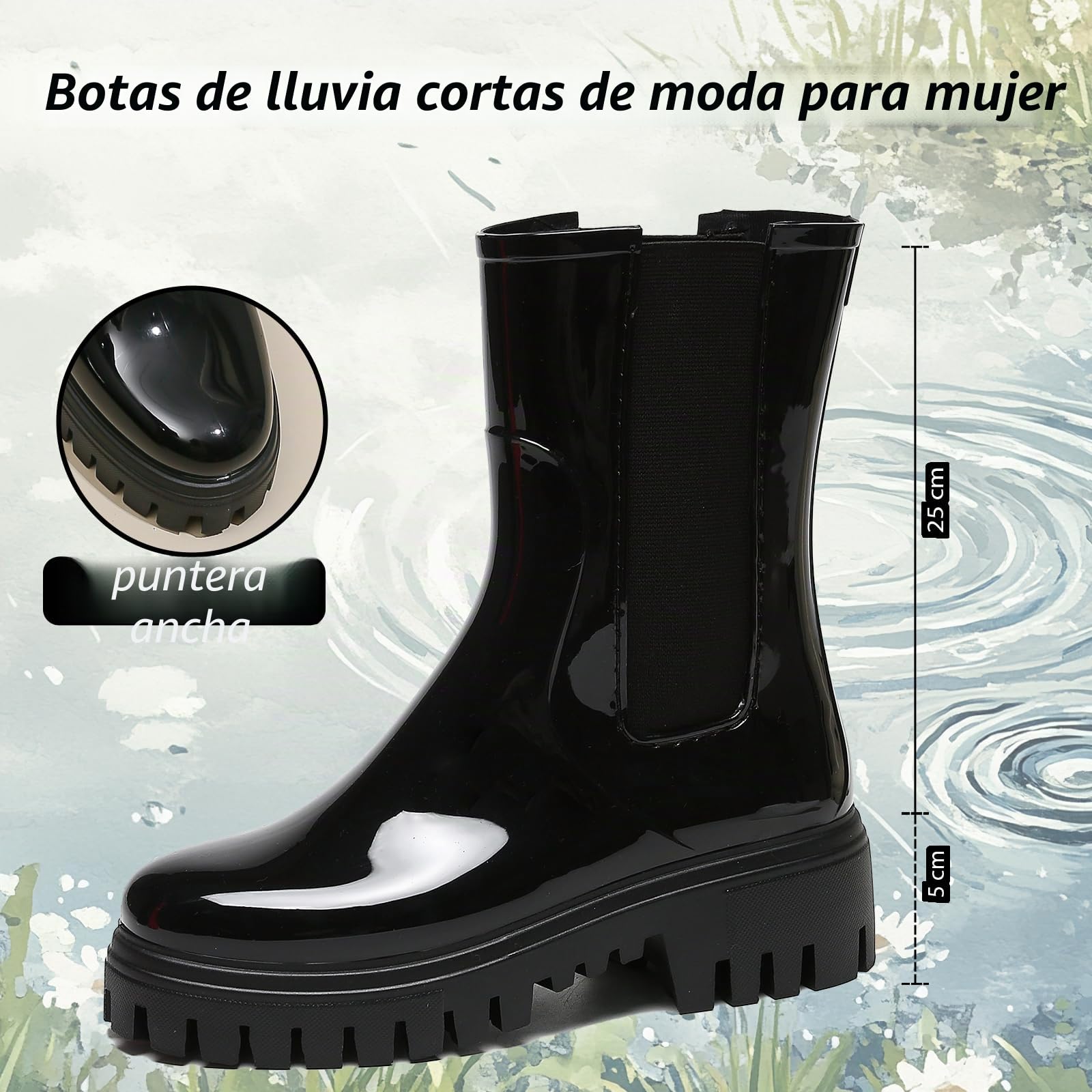 AONETIGER Botas de Agua Mujer Chelsea Goma Impermeables 36-41 EU