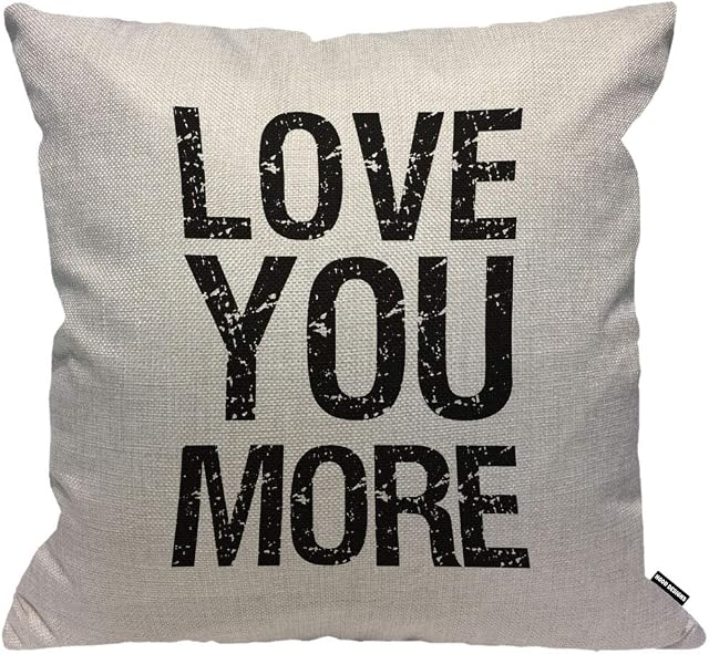 HGOD DESIGNS Cushion Cover Love You More Letter Throw Pillow Cover Home Decorative for Men/Women/Boys/Girls living room Bedroom Sofa Chair 18X18 Inch Pillowcase