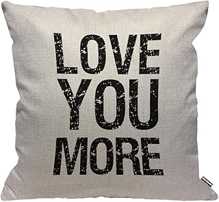 HGOD DESIGNS Housses de Coussin Love You More Je t'aime Plus Lettre Taies d'oreillers Maison Décoration pour Hommes Femmes Garçon Fille Chambre Salon Canapé Voiture Coussins Oreillers 45 x 45 cm