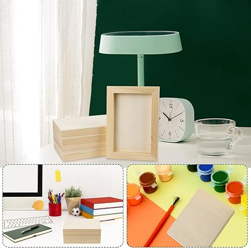 Miniatura 5 de Bercoor 10 tableros de madera de 5 x 7 pulgadas, lienzo de madera sin terminar para pintar, artes, uso de vertido con óleos, acrílicos